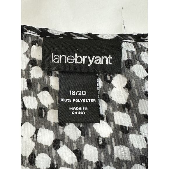 Lane Bryant Ruffle Chiffon Top 18/20 Blk Geo peplum Drop Waist Fairy Whimsy - Picture 8 of 11